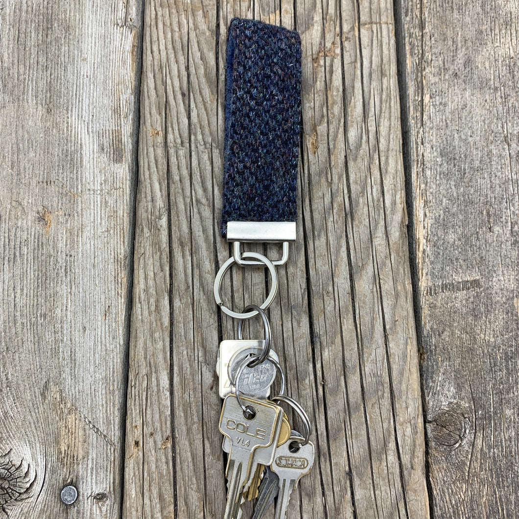 Woolly Key Ring - Dark Blue Tweed